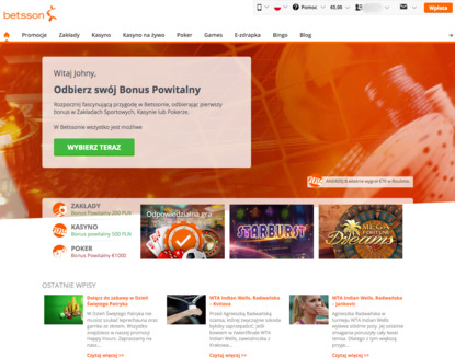 Betsson bonus powitalny