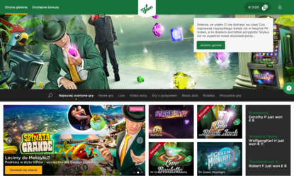 Mr.Green panel powitalny konto gracza