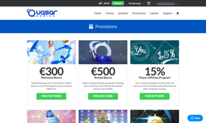 Quasar Gaming promocje i bonusy