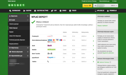 Unibet wpłać depozyt
